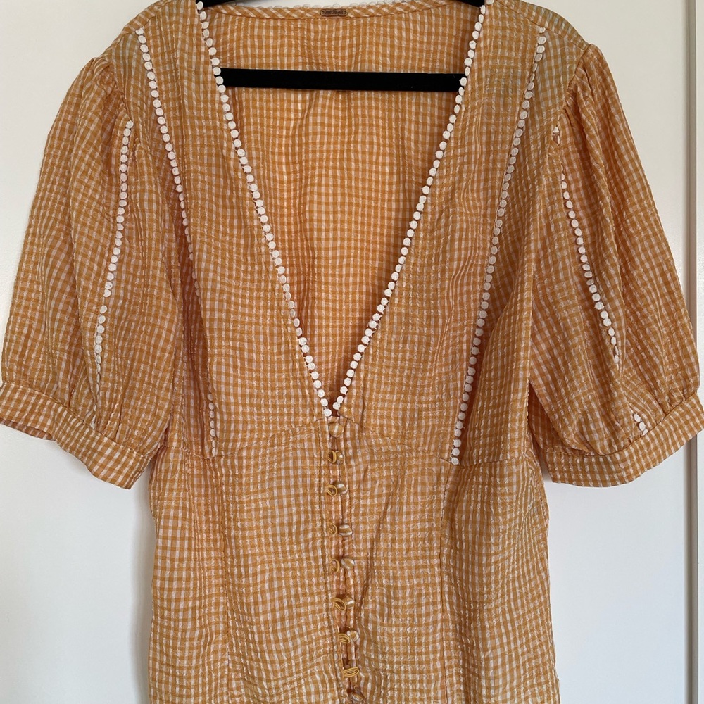 Free People V-Neck Puff Sleeve Women's Top - Picture 1 of 5